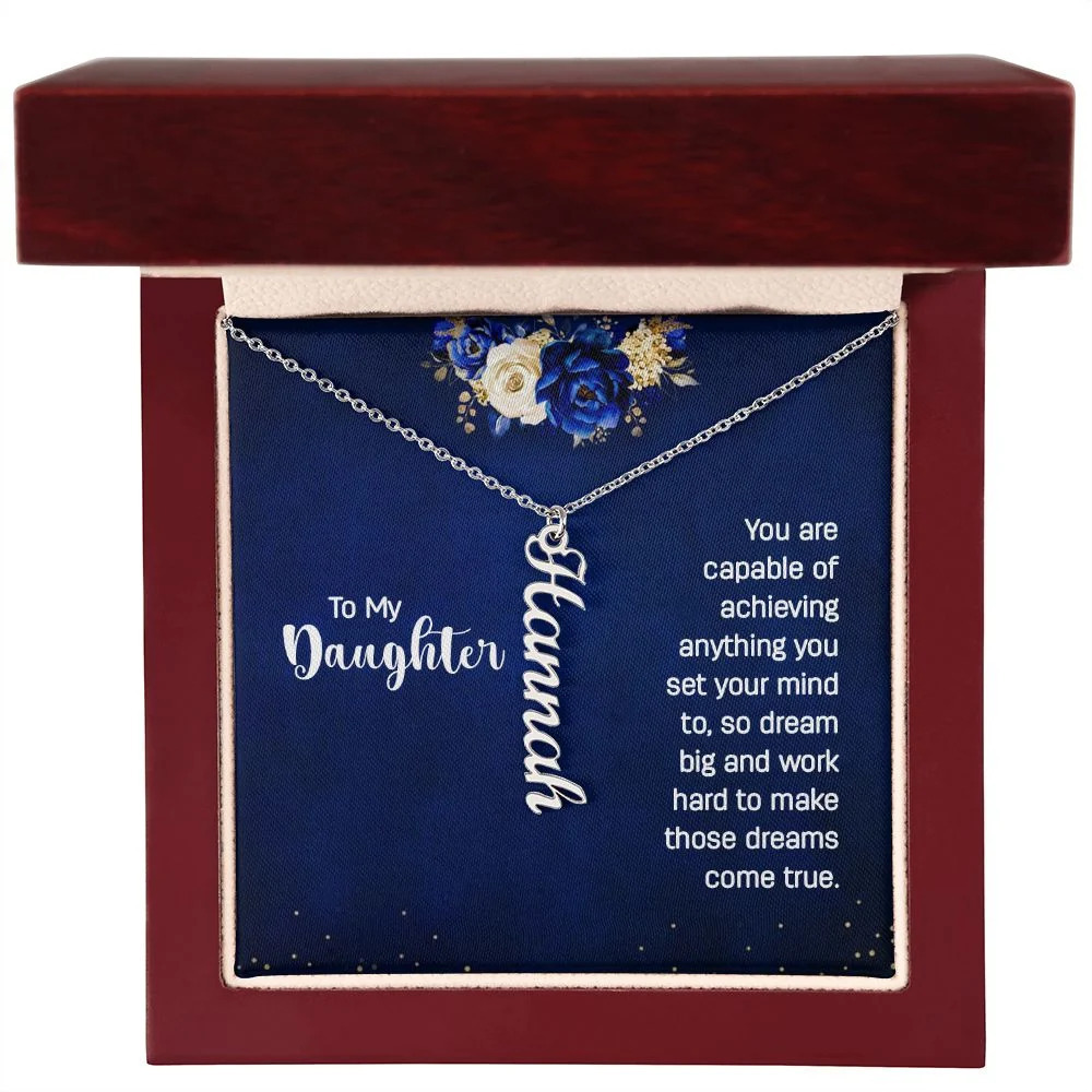 You Are Capable Personalized Silver Tone Vertical Name Necklace Custom Gi